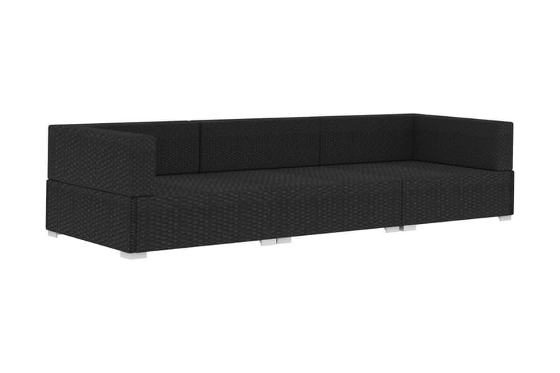 Soffgrupp Utomhus för trädgård med dynor 3 delar konstrotting svart - Svart - Utemöbler - Loungemöbler - Loungegrupp & Loungeset