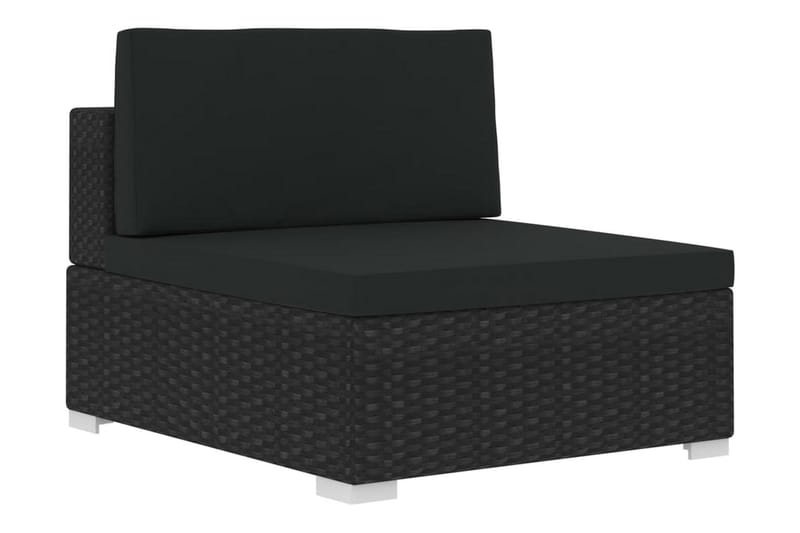 Soffgrupp Utomhus för trädgård med dynor 3 delar konstrotting svart - Svart - Utemöbler - Loungemöbler - Loungegrupp & Loungeset