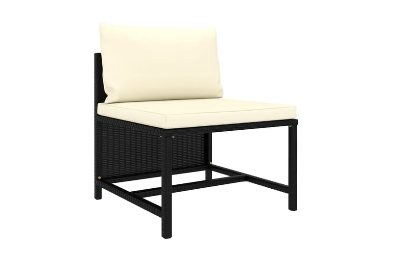 Soffgrupp Utomhus för trädgård med dynor 3 delar svart konstrotting - Svart - Utemöbler - Loungemöbler - Loungegrupp & Loungeset