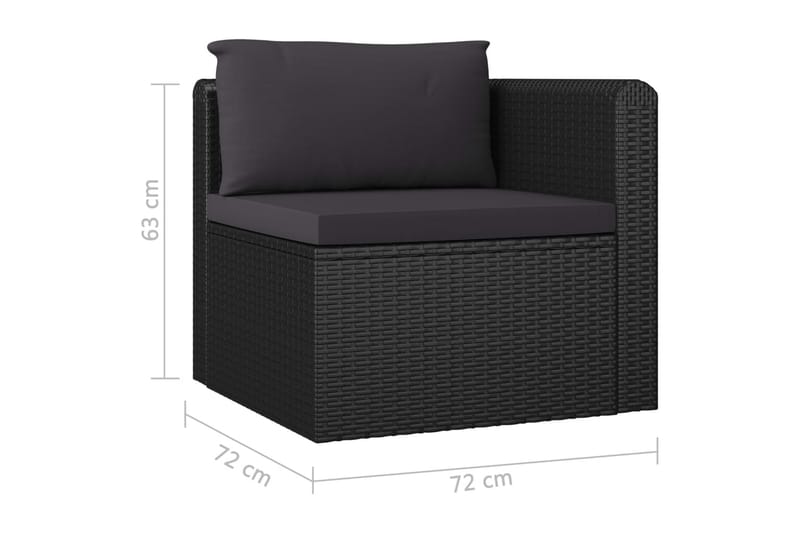 Soffgrupp Utomhus för trädgård med dynor 4 delar konstrotting svart - Svart - Utemöbler - Loungemöbler - Loungegrupp & Loungeset