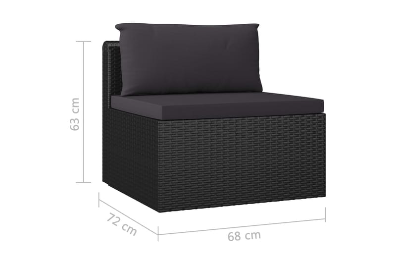 Soffgrupp Utomhus för trädgård med dynor 4 delar konstrotting svart - Svart - Utemöbler - Loungemöbler - Loungegrupp & Loungeset