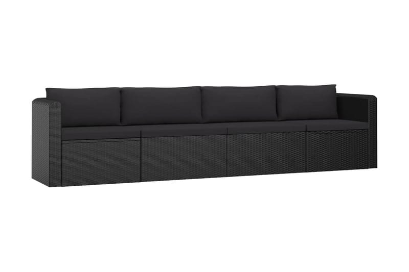 Soffgrupp Utomhus för trädgård med dynor 4 delar konstrotting svart - Svart - Utemöbler - Loungemöbler - Loungegrupp & Loungeset