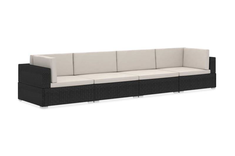 Soffgrupp Utomhus för trädgård med dynor 4 delar konstrotting svart - Svart - Utemöbler - Loungemöbler - Loungegrupp & Loungeset