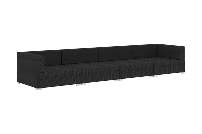 Soffgrupp Utomhus för trädgård med dynor 4 delar konstrotting svart - Svart - Utemöbler - Loungemöbler - Loungegrupp & Loungeset