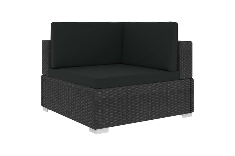 Soffgrupp Utomhus för trädgård med dynor 4 delar konstrotting - Svart - Utemöbler - Loungemöbler - Loungegrupp & Loungeset