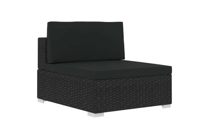 Soffgrupp Utomhus för trädgård med dynor 4 delar konstrotting - Svart - Utemöbler - Loungemöbler - Loungegrupp & Loungeset