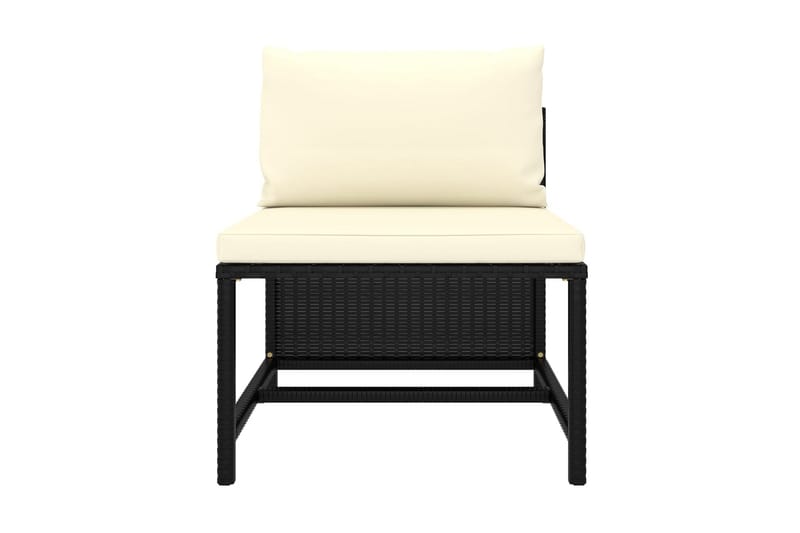 Soffgrupp Utomhus för trädgård med dynor 4 delar svart konstrotting - Svart - Utemöbler - Loungemöbler - Loungegrupp & Loungeset
