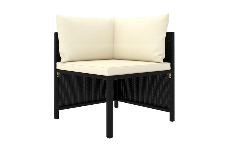 Soffgrupp Utomhus för trädgård med dynor 4 delar svart konstrotting - Svart - Utemöbler - Loungemöbler - Loungegrupp & Loungeset