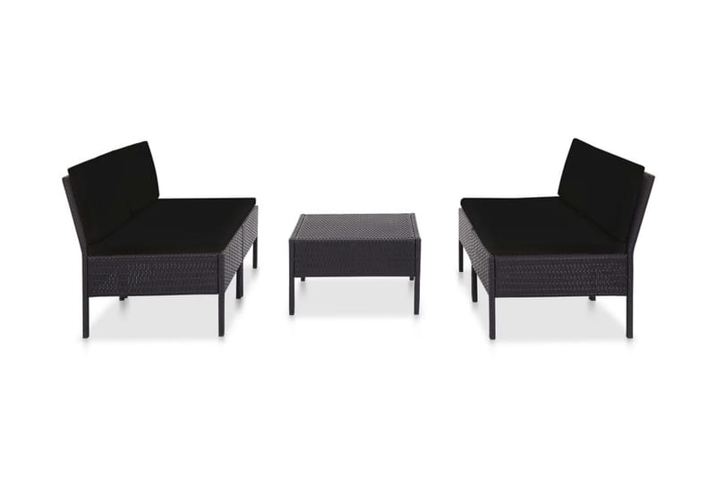 Soffgrupp Utomhus för trädgård med dynor 5 delar konstrotting svart - Svart - Utemöbler - Loungemöbler - Loungegrupp & Loungeset