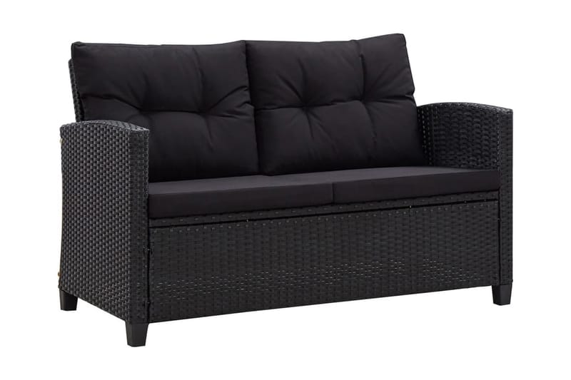 Soffgrupp Utomhus för trädgård med dynor 6 delar konstrotting svart - Svart - Utemöbler - Loungemöbler - Loungegrupp & Loungeset