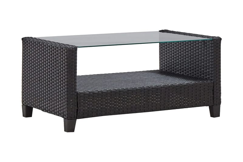 Soffgrupp Utomhus för trädgård med dynor 6 delar konstrotting svart - Svart - Utemöbler - Loungemöbler - Loungegrupp & Loungeset