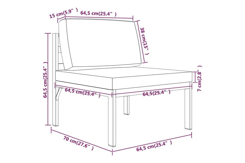 Soffgrupp Utomhus för trädgården 3 delar med dynor aluminium antraci - Antracit - Utemöbler - Loungemöbler - Loungegrupp & Loungeset
