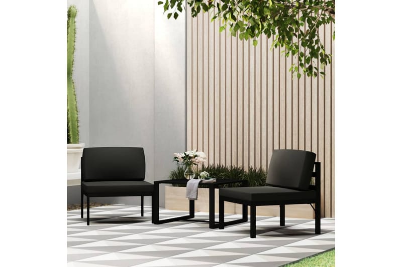 Soffgrupp Utomhus för trädgården 3 delar med dynor aluminium antraci - Antracit - Utemöbler - Loungemöbler - Loungegrupp & Loungeset