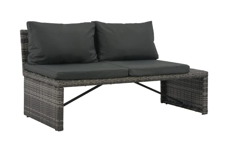 Soffgrupp Utomhus för trädgården 3 delar med dynor konstrotting grå - Grå - Utemöbler - Loungemöbler - Loungegrupp & Loungeset