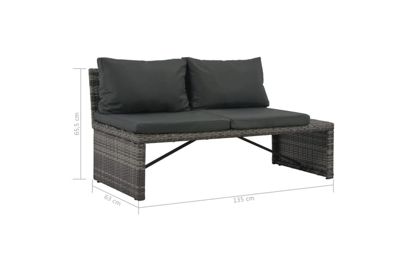 Soffgrupp Utomhus för trädgården 3 delar med dynor konstrotting grå - Grå - Utemöbler - Loungemöbler - Loungegrupp & Loungeset