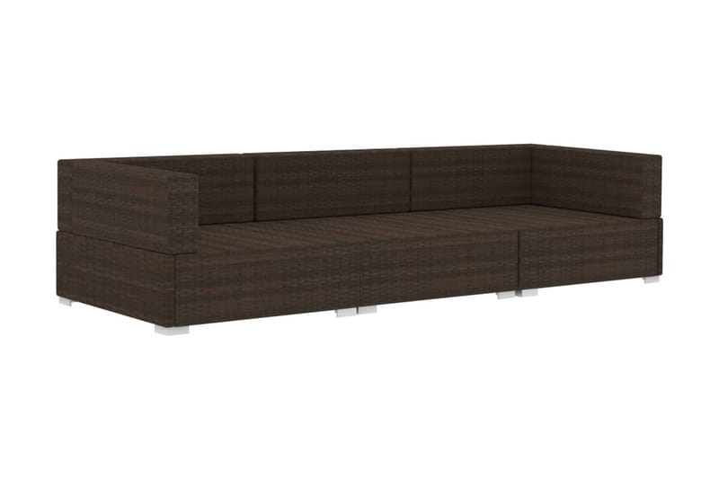 Soffgrupp Utomhus för trädgården med dynor 3 delar konstrotting brun - Brun - Utemöbler - Loungemöbler - Loungegrupp & Loungeset