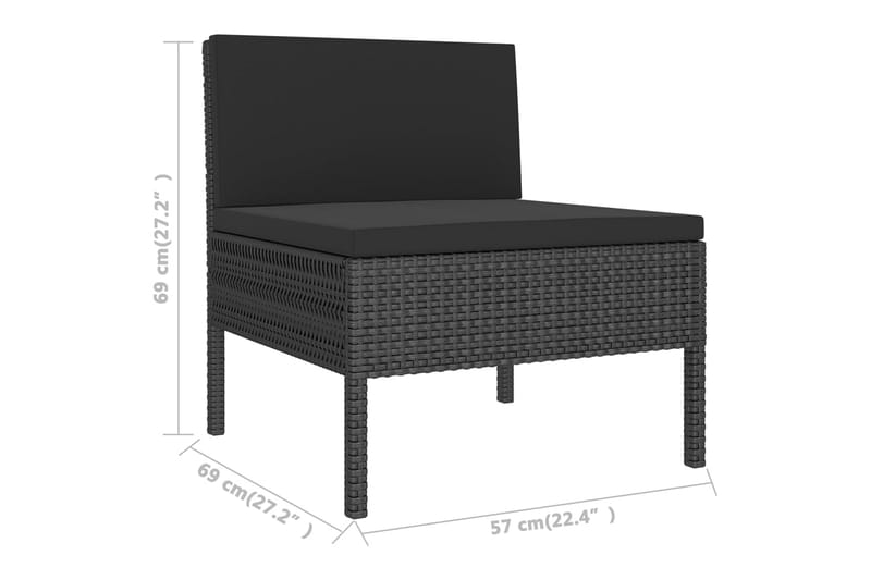 Soffgrupp Utomhus för trädgården med dynor 5 delar konstrotting svar - Svart - Utemöbler - Loungemöbler - Loungegrupp & Loungeset