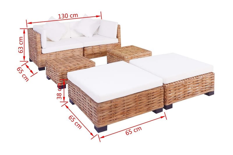 Soffgrupp Utomhus i naturlig rotting 16 delar - Brun - Utemöbler - Loungemöbler - Loungegrupp & Loungeset