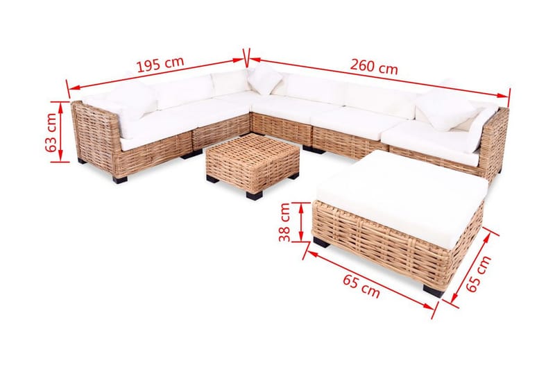 Soffgrupp Utomhus i naturlig rotting 27 delar - Brun - Utemöbler - Loungemöbler - Loungegrupp & Loungeset