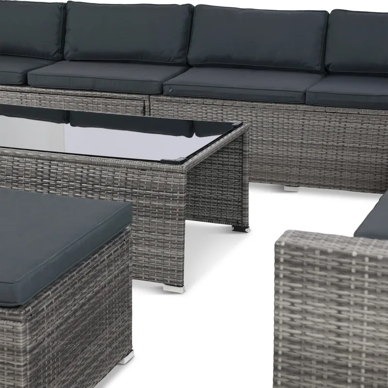 Stor loungegrupp | Tre smarta förvaringsutrymmen | Grå konstrotting - Utemöbler - Loungemöbler - Loungegrupp & Loungeset