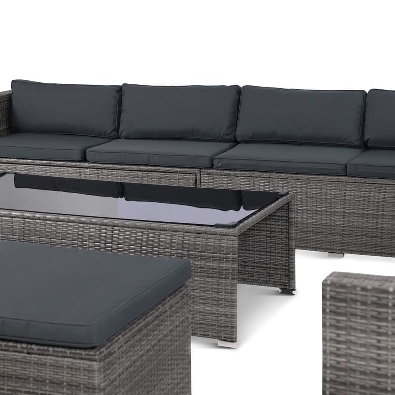 Stor loungegrupp | Tre smarta förvaringsutrymmen | Grå konstrotting - Utemöbler - Loungemöbler - Loungegrupp & Loungeset