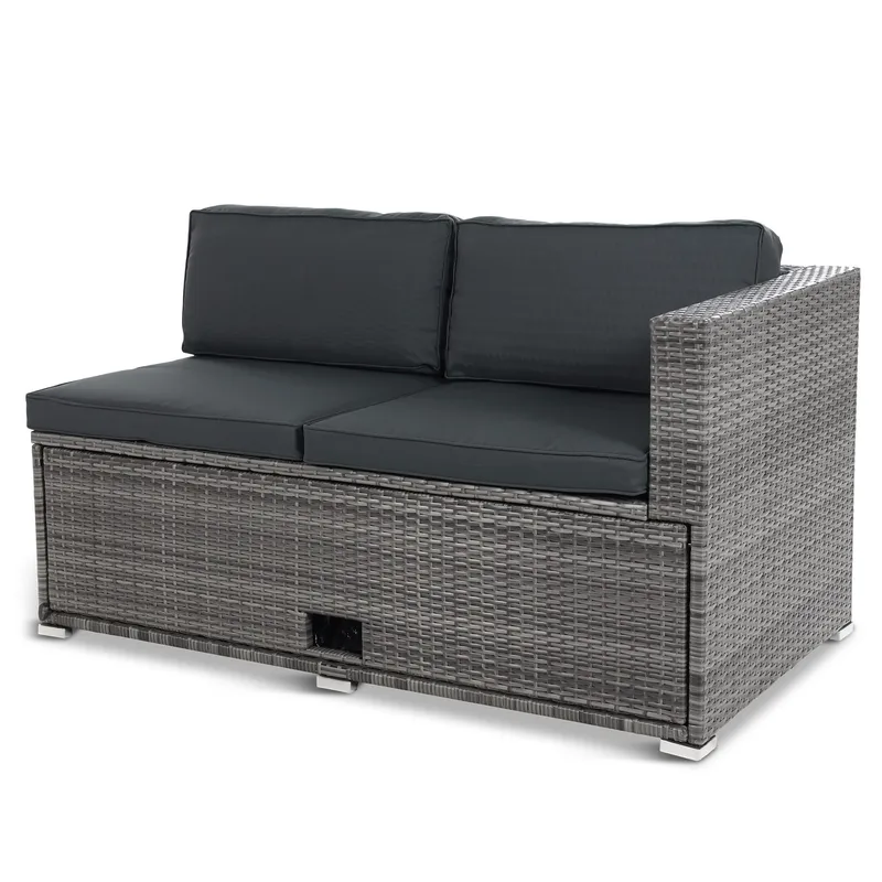 Stor loungegrupp | Tre smarta förvaringsutrymmen | Grå konstrotting - Utemöbler - Loungemöbler - Loungegrupp & Loungeset