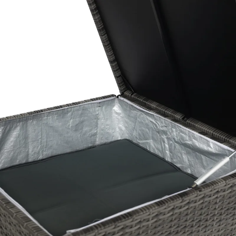 Stor loungegrupp | Tre smarta förvaringsutrymmen | Grå konstrotting - Utemöbler - Loungemöbler - Loungegrupp & Loungeset