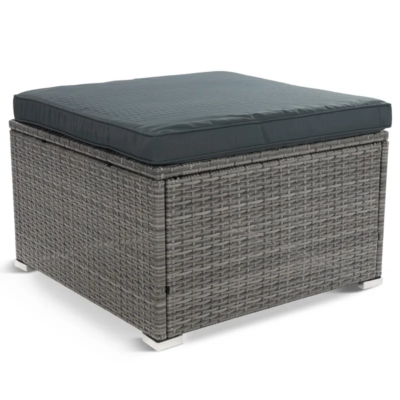 Stor loungegrupp | Tre smarta förvaringsutrymmen | Grå konstrotting - Utemöbler - Loungemöbler - Loungegrupp & Loungeset