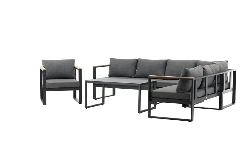 Texas Hörnsoffa Utomhus - Svart/Brun - Utemöbler - Loungemöbler - Loungegrupp & Loungeset
