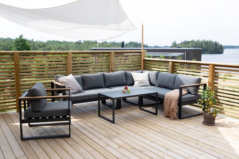 Texas Hörnsoffa Utomhus - Svart/Brun - Utemöbler - Loungemöbler - Loungegrupp & Loungeset