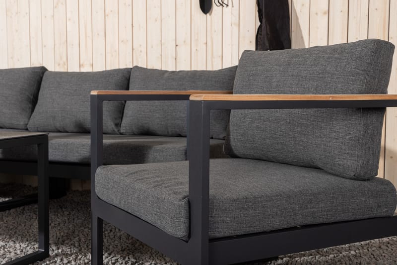Texas Hörnsoffa Utomhus - Svart/Brun - Utemöbler - Loungemöbler - Loungegrupp & Loungeset