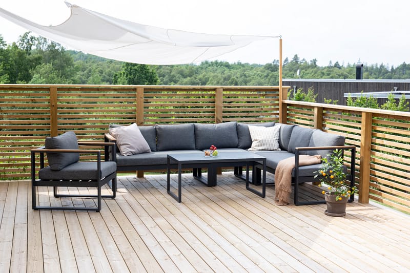 Texas Hörnsoffa Utomhus - Svart/Brun - Utemöbler - Loungemöbler - Loungegrupp & Loungeset
