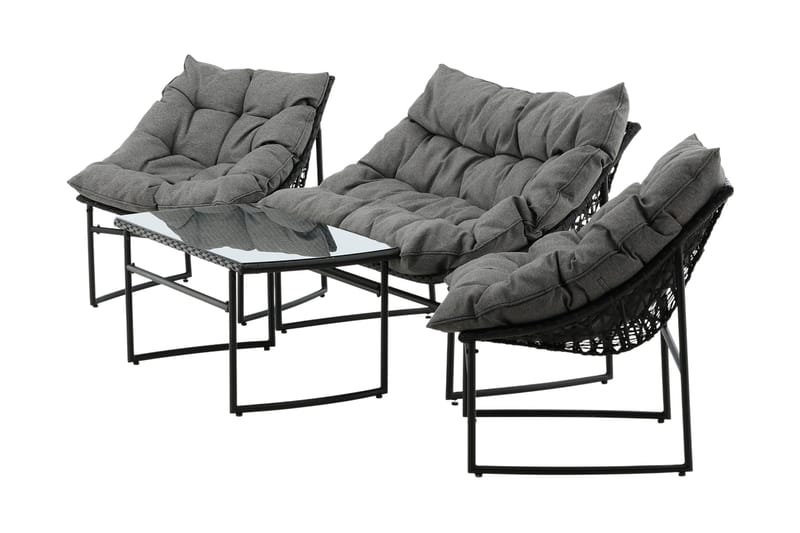 Tina Loungegrupp Utomhus 4-sits - Svart - Utemöbler - Loungemöbler - Loungegrupp & Loungeset