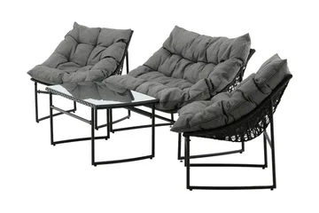 Tina Loungegrupp Utomhus 4-sits - Svart - Utemöbler - Loungemöbler - Loungegrupp & Loungeset