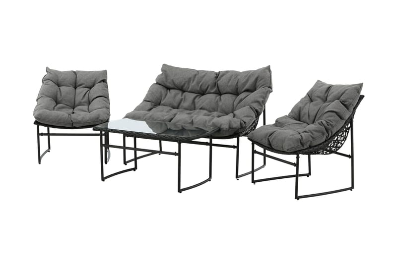 Tina Loungegrupp Utomhus 4-sits - Svart - Utemöbler - Loungemöbler - Loungegrupp & Loungeset