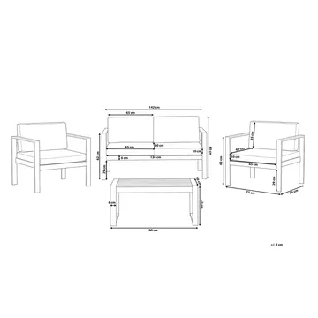 Tirrena Loungegrupp Utomhus 90 cm - Grå - Utemöbler - Loungemöbler - Loungegrupp & Loungeset