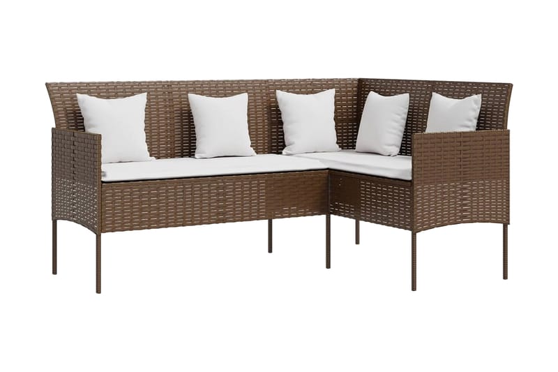 Trädgårdsgrupp L-formad med dynor 5 delar konstrotting brun - Brun - Utemöbler - Loungemöbler - Loungegrupp & Loungeset