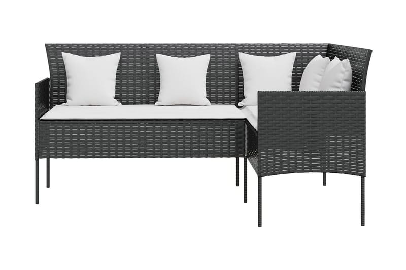 Trädgårdsgrupp L-formad med dynor konstrotting svart - Svart - Utemöbler - Loungemöbler - Loungegrupp & Loungeset