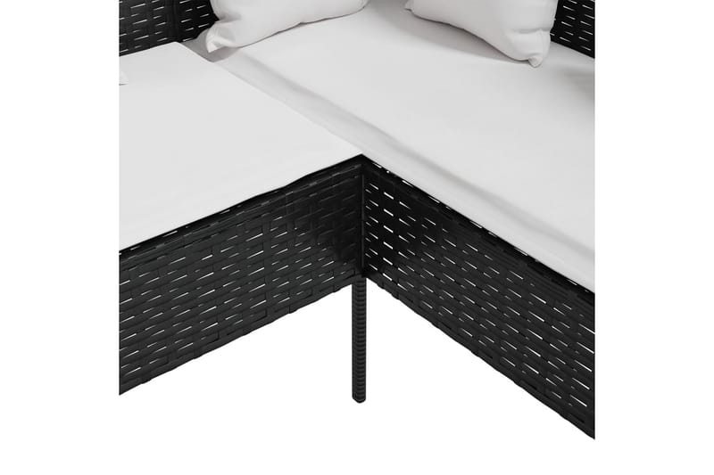 Trädgårdsgrupp L-formad med dynor konstrotting svart - Svart - Utemöbler - Loungemöbler - Loungegrupp & Loungeset