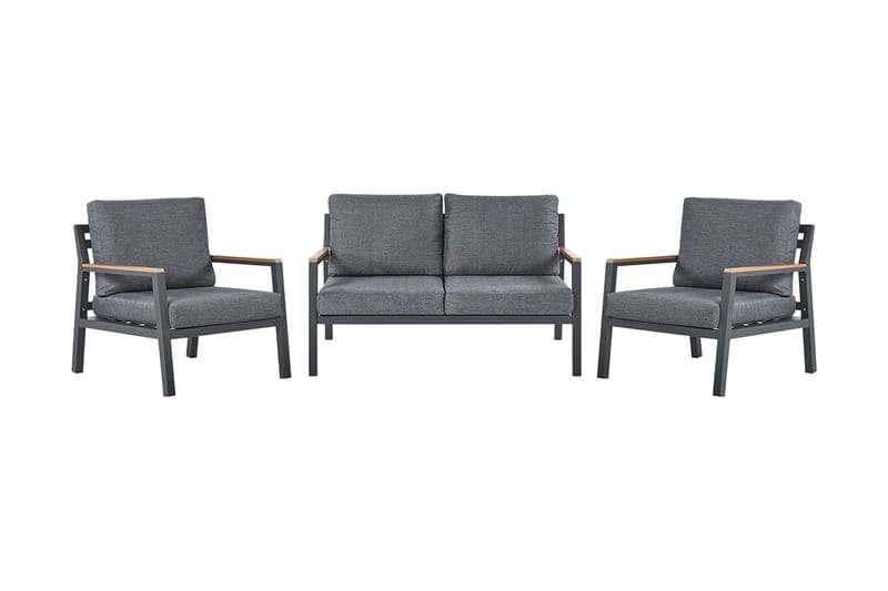 Trädgårdsmöbelset 4-sits mörkgrå DELIA - Svart - Utemöbler - Loungemöbler - Loungegrupp & Loungeset
