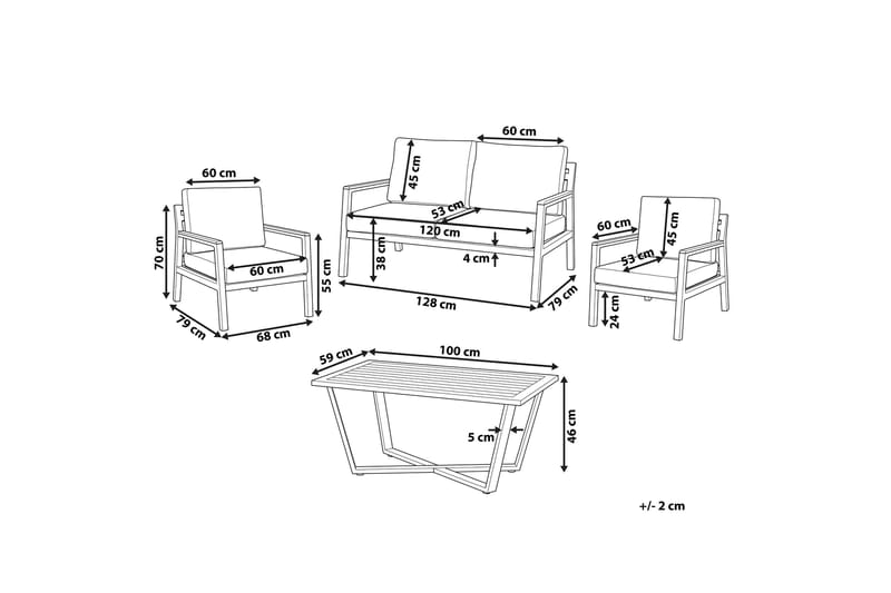 Trädgårdsmöbelset 4-sits mörkgrå DELIA - Svart - Utemöbler - Loungemöbler - Loungegrupp & Loungeset