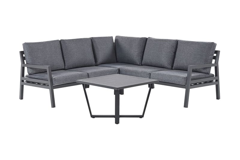 Trädgårdsmöbelset 5-sits mörkgrå VIZZINI - Svart - Utemöbler - Loungemöbler - Loungegrupp & Loungeset