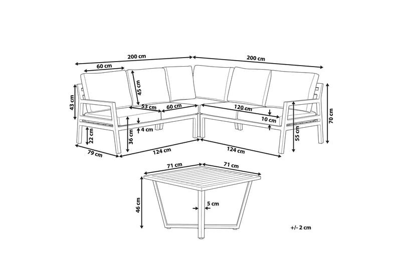 Trädgårdsmöbelset 5-sits mörkgrå VIZZINI - Svart - Utemöbler - Loungemöbler - Loungegrupp & Loungeset