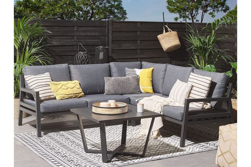 Trädgårdsmöbelset 5-sits mörkgrå VIZZINI - Svart - Utemöbler - Loungemöbler - Loungegrupp & Loungeset