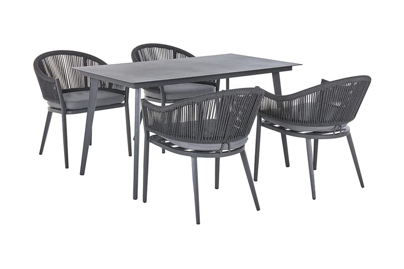 Trädgårdsset av Utebord och 4 Utestolar aluminium MILETO - Grå - Utemöbler - Loungemöbler - Loungegrupp & Loungeset