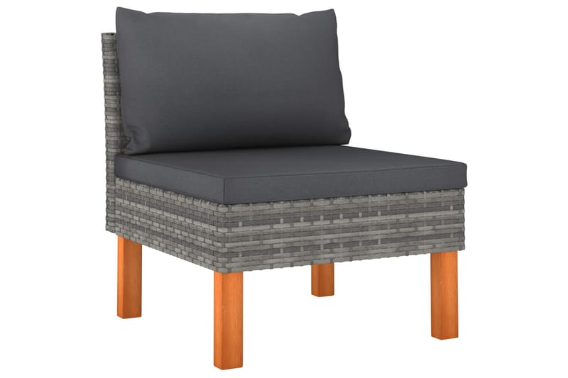 Trädgårdssoffa 3-sits med dynor konstrotting grå - Grå - Utemöbler - Loungemöbler - Loungesoffa