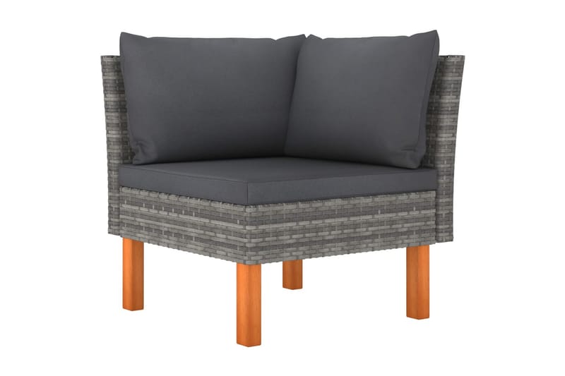 Trädgårdssoffa 3-sits med dynor konstrotting grå - Grå - Utemöbler - Loungemöbler - Loungesoffa