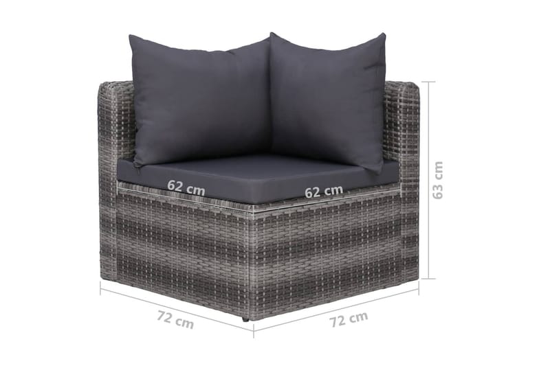 Trädgårdssoffa med dynor & kuddar 7 delar konstrotting grå - Grå - Utemöbler - Loungemöbler - Loungegrupp & Loungeset