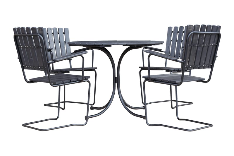 Vaxholm Matgrupp Utomhus Rund - Kaffesvart/Grå - Utemöbler - Loungemöbler - Loungegrupp & Loungeset