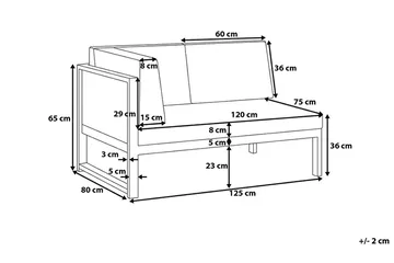 Vinci Loungegrupp Utomhus 120 cm - Grå - Utemöbler - Loungemöbler - Loungegrupp & Loungeset